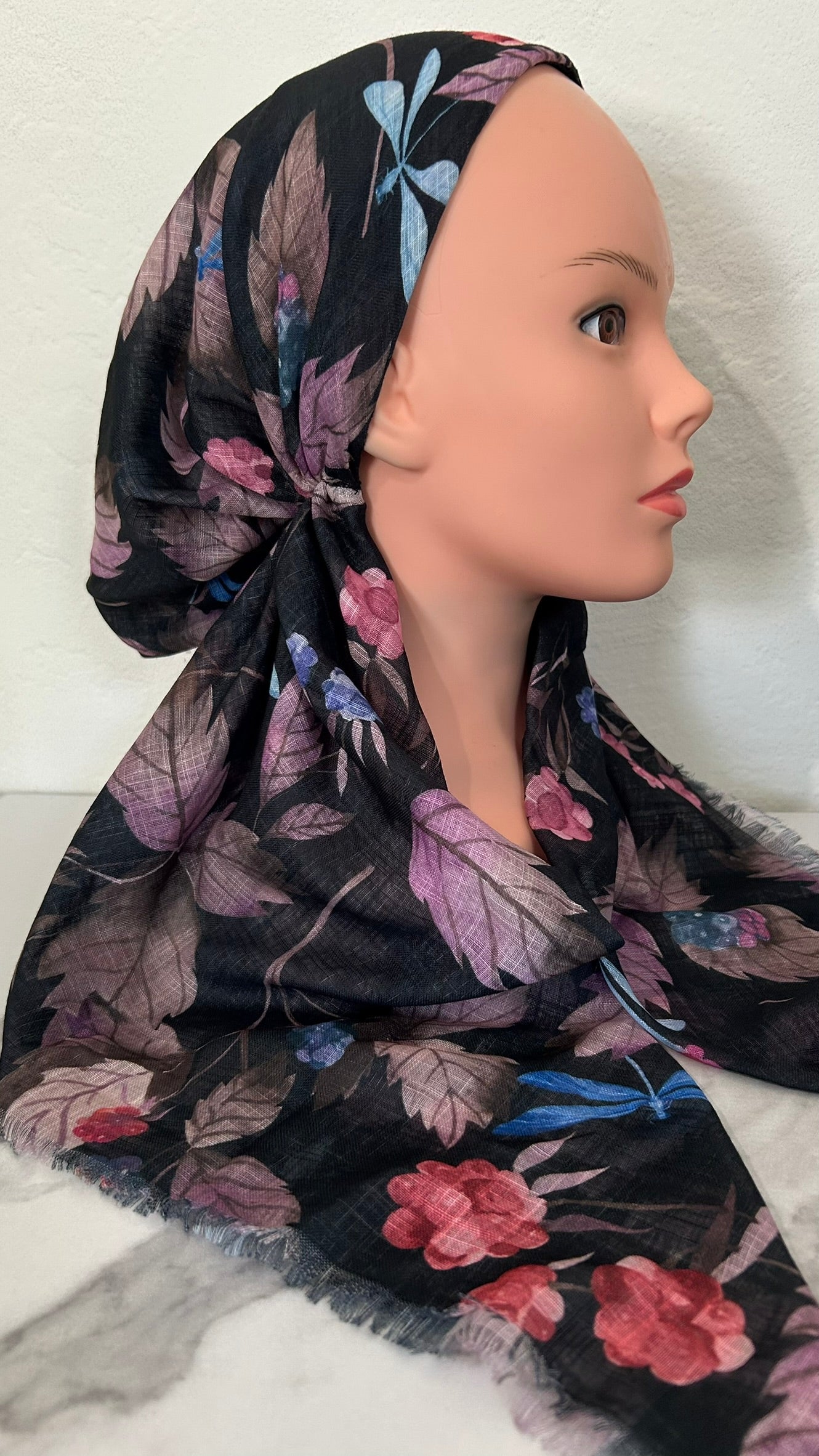 The Dragonfly Floral Pre-Tied Scarf