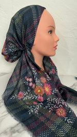 The Plaid Floral Pre-Tied Scarf